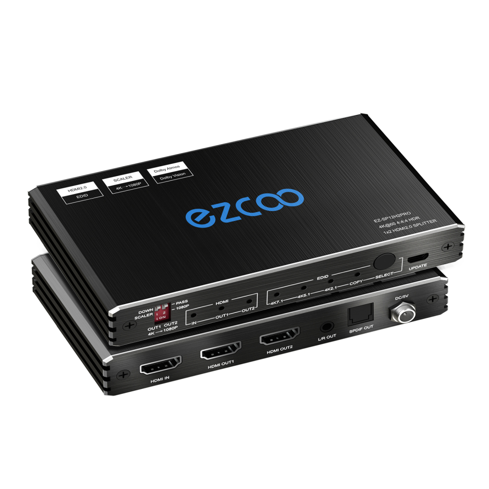 4K60 HDMI Splitter 1 IN 2 OUT,Dolby Vision , Scaling out, Optical Audio Breakout，EDID management