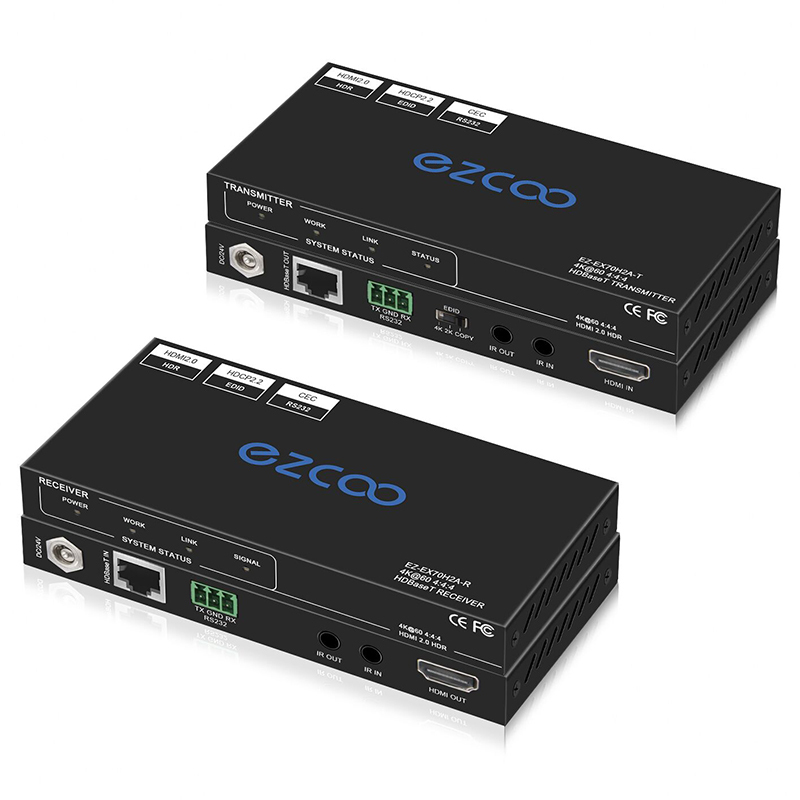 4K HDMI Extender Over Ethernet, 4k60 4:4:4,Uncompressed 18G/BPS Over Single Cat5/6 up to 40m(165ft), RS232+POE+IR+HDCP2.2, HDR and Atmos, CEC, EDID