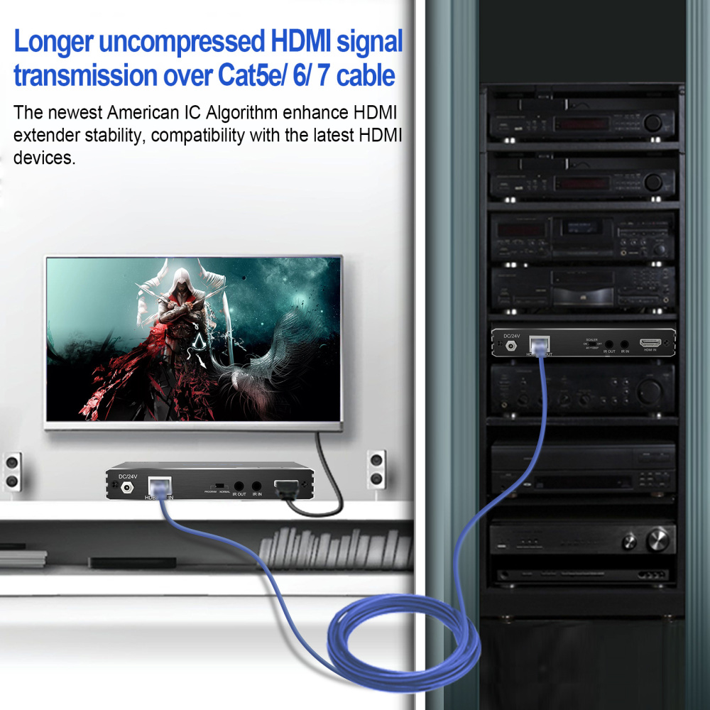4K60 HDMI Extender, 18G/bps HDBaseT extender, IR+POE pass through