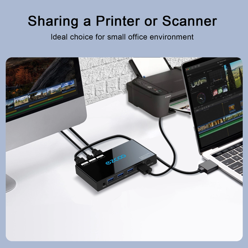 Dual 4K 60Hz USB C KVM Switch 2 Computers / KVM Switch USB C With Hdmi Displayport And 4x Usb 30 Ports Remote Control Switching