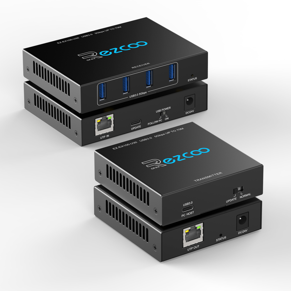 USB 3.2 Extender 330ft/100m by Cat5e/ 6/ 7 Ethernet cable PoE, Plug & Play supports Windows iOS ezcoo