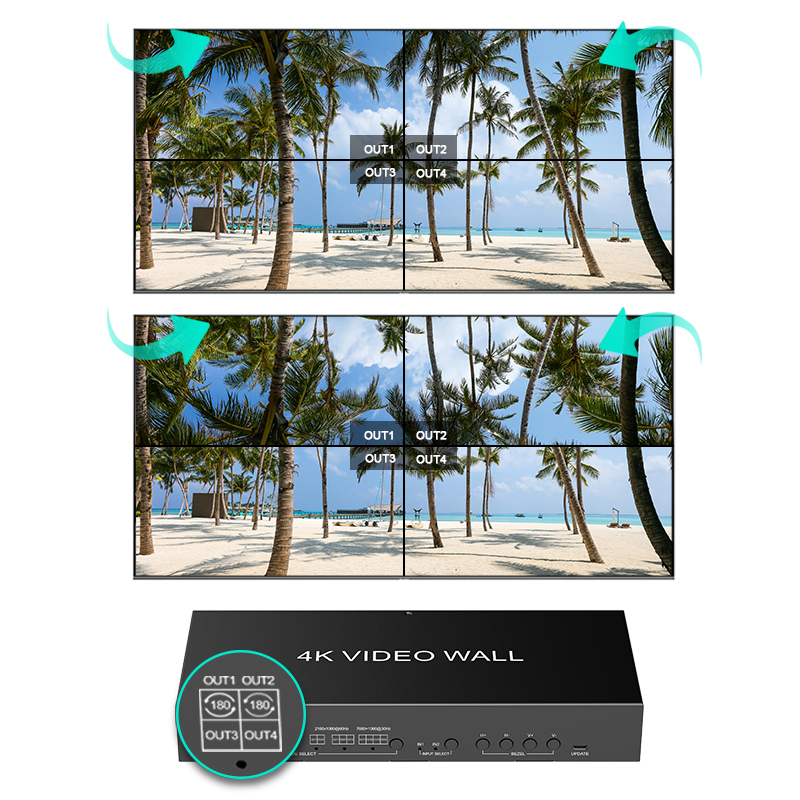 4K HDMI Seamless Video Wall HDMI Matrix 2x4 , 5 modes Video Wall EDID, RS232 IP/ Web PC GUI control, HDMI 2 IN 4 OUT 4K 60Hz Coaxial Audio Breakout ezcoo