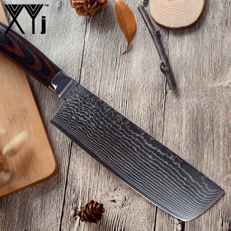 Professional Damascus Kitchen Knife Set by XYj with 73 Layers Damascus Steel and VG10 Core, Ergonomic Pakka Wood Handle