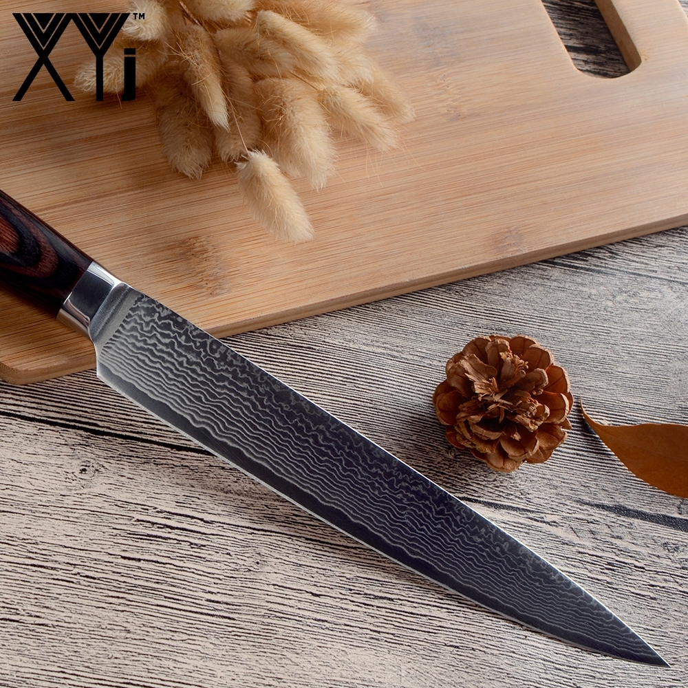 XYj Brand 67 Layers VG10 Damascus Steel Knife 3 Pcs Set Color Wood Handle Japanese Steel Kitchen Knife Ultra-thin Blade Cooking Knives Set