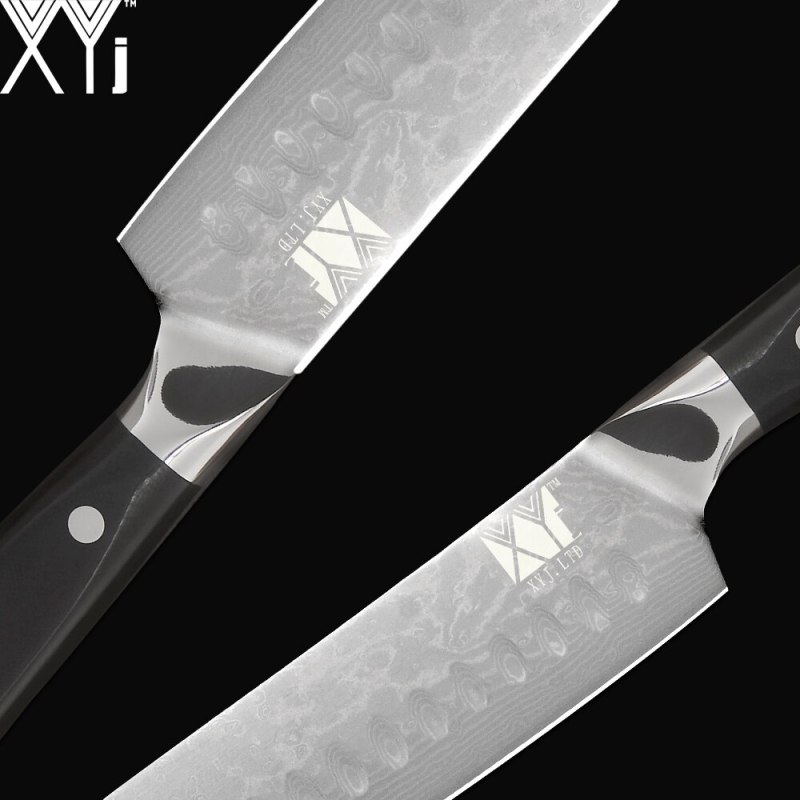 XYj Damascus Kitchen Knife Japanese Santoku Chef VG10 Steel Blade Kitchen Cooking Tool G10 Handle Cooking Knives Accessories