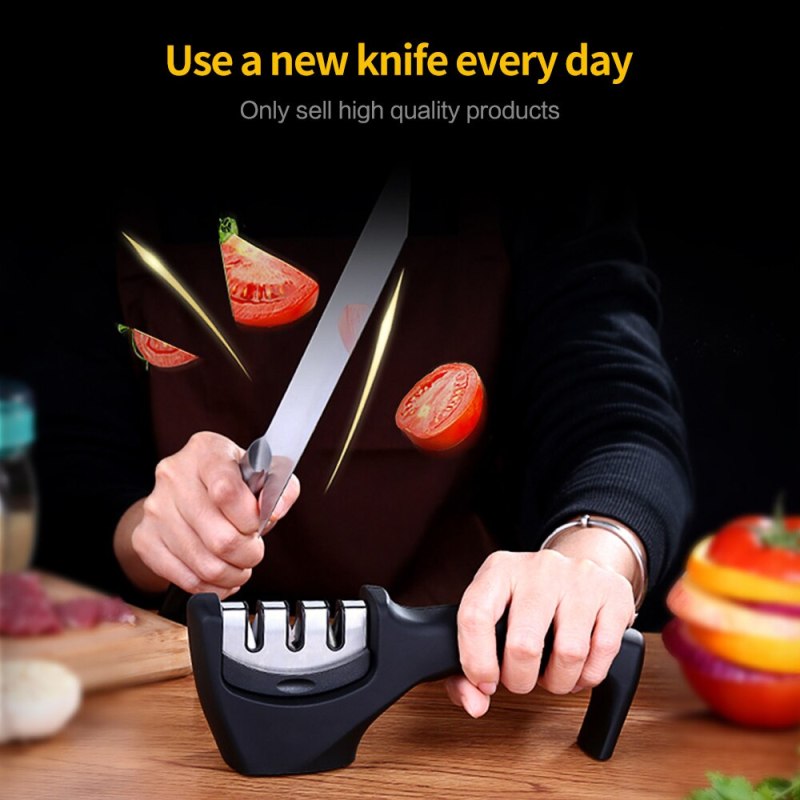 XYj kitchen Knife Sharpener 3 Stages Kitchen Sharpening Stone Grinder knives Whetstone Tungsten Diamond Ceramic Sharpener Tool