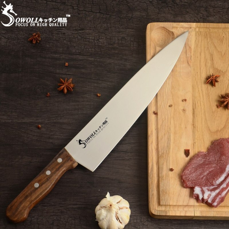 Sowoll 6-12 Inch Extra Large Chef Knife Kitchen Knife Set High Carbon Steel With Sandalwood Handle