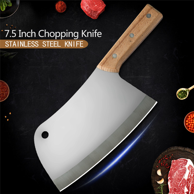 7.5 Inch Stainless Steel Meat Cleaver Vegetable Chopper With Broad Blade
