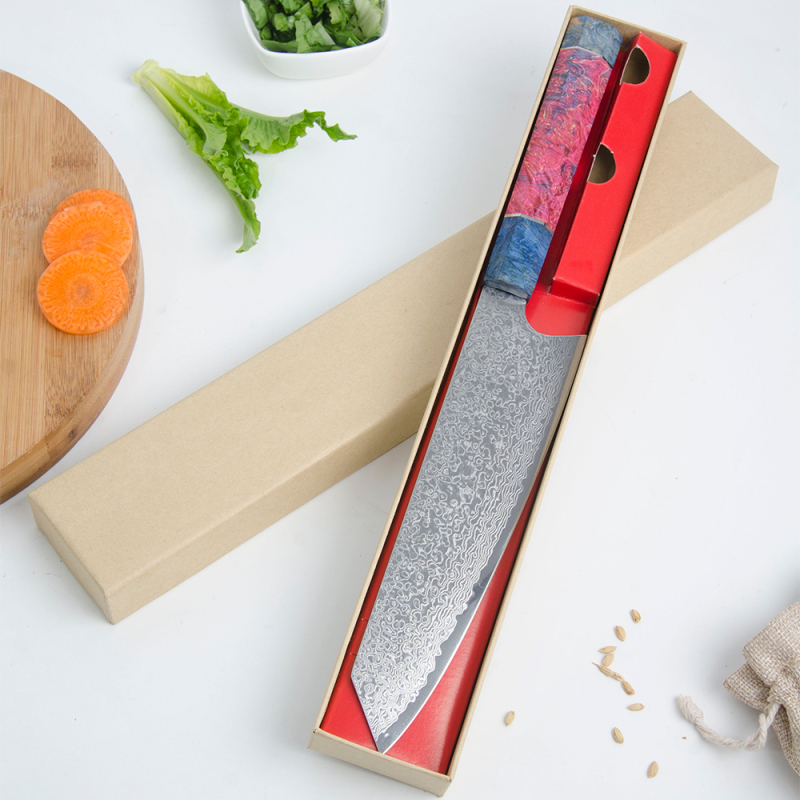 Super Sharp Multicolor Solidified Wood Handle Kiritsuke Gyuto Gift Box Set 8” Best Japanese Kitchen Knives 67 Layers Vg10 Damascus Steel Blade Chef Kn
