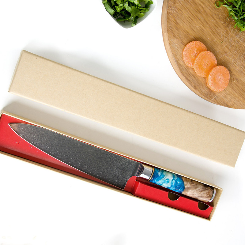 XYJ SINCE 1986 chef knife burl wood resin handle cooking knives 8 inch best Damascus steel Japanese kitchen knives with gift box