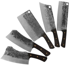 Hot Selling Outdoor Hunting Bone Chopping Truly Hand Forged Kitchen Knives Full Tang  X50crmov15 Stainless Steel 7-7.5 Inch Wedge Wood Handle