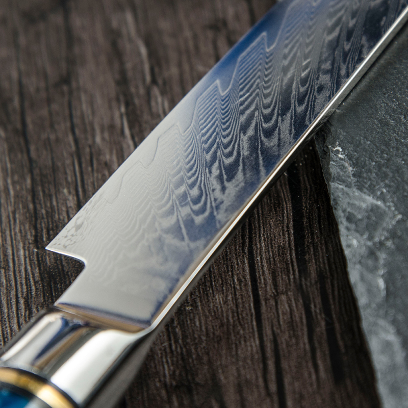 Xyj Vg10 Japanese Damascus Steel 8pcs Damascus Kitchen Knife Set With Wood Resin Handle 67 Layer Damascus 9.5 Inch Chef Santoku Cleaver Boning Bread U