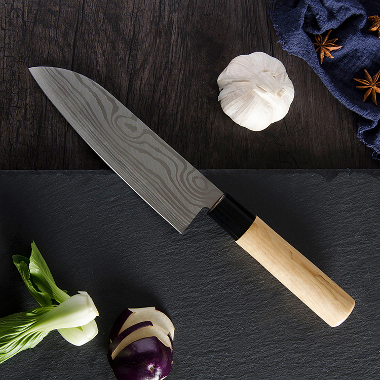 XYj Best 4pcs Wood Handle Japanese Stainless Steel Cooking Kitchen Knives Damascus Pattern Single Bevel Good Balance Sashimi Santoku Nakiri Deba Knife