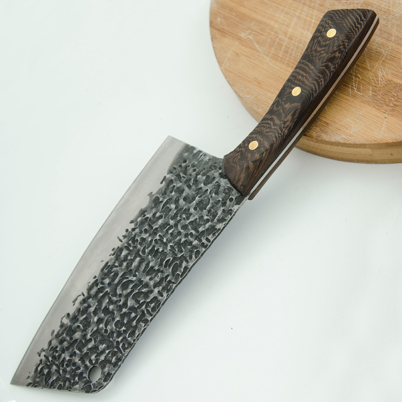 High Carbon 5cr15 Stainless Steel Handmade Hand Forged Chef Knife 7.5 Inch Kitchen Knives Full Tang Wood Handle Hammer Finished Non-stick Blade