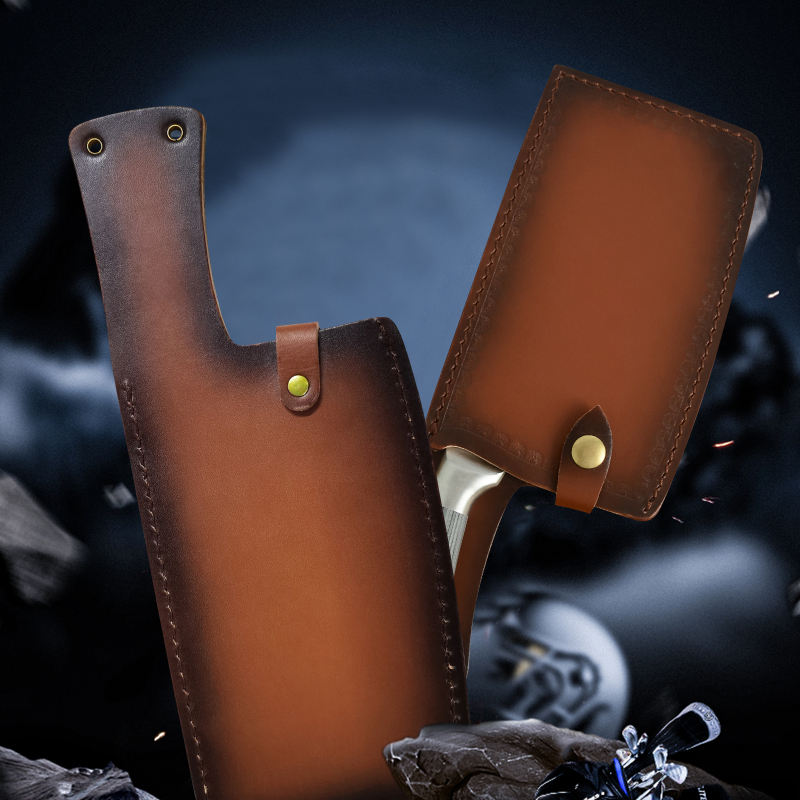 XYJ Knife Sheath for Chopping Knife Leather Edge Guards for Wide Bladfe Knife with Belt Loop For Carrying(Knife Not Included)
