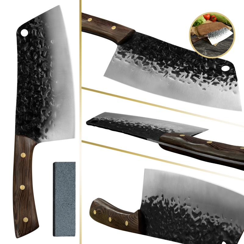 XYJ Full Tang Chef Knife 7.5 Inch Meat Cleaver Handmade Butcher Knives for Home Kitchen Restaurant or Camping