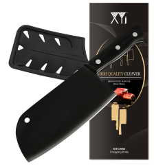 XYJ Full Tang Cleaver 7 inch Stainless Steel Serbian Chef Knife with Knife Sleeves Kitchen Chopping Knives for Meat Vegetable
