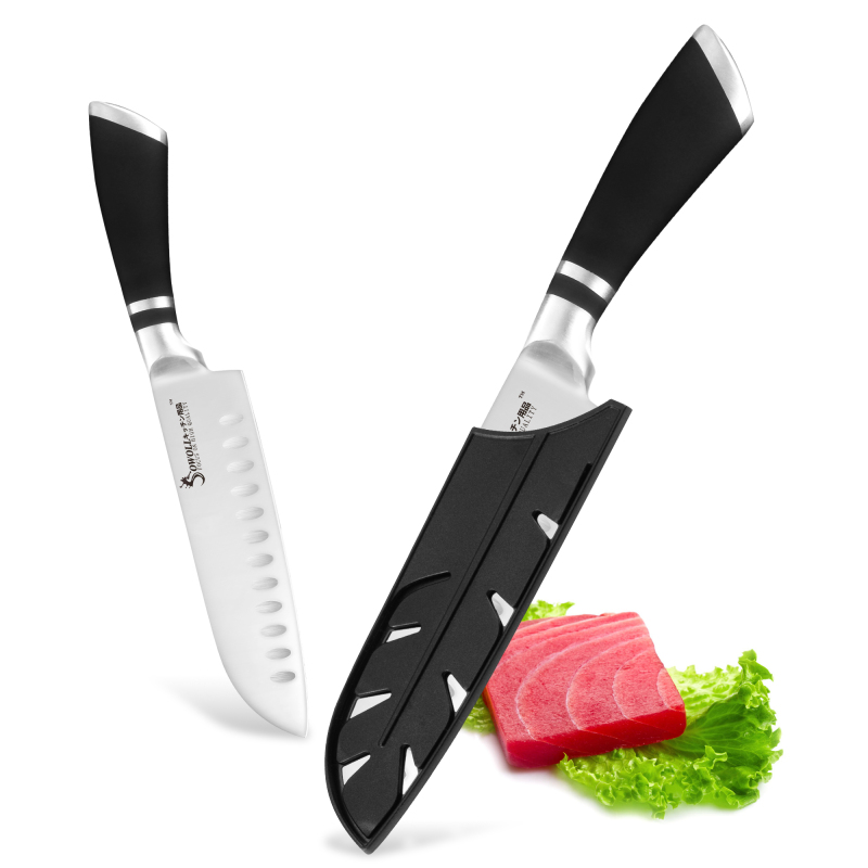 7 inch Santoku Knife Stainless Steel Chef Knives Japanese Cooking Knife Kitchen Knife with Edge Guard