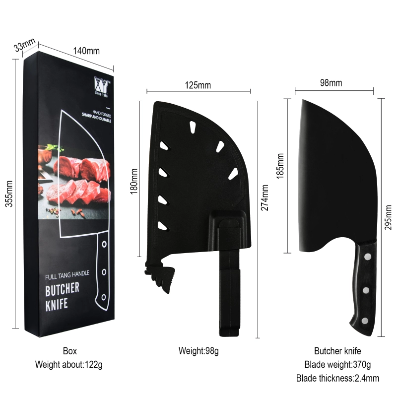 XYJ Full Tang Butcher Knife 7 inch Stainless Steel Serbian Chef Knife