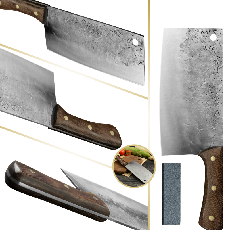 XYJ Full Tang Kitchen Knife 7.5 Inch Forged Chef Knives Cleaver Slicing Knives For Meat Vegetable With Mini Whetstone
