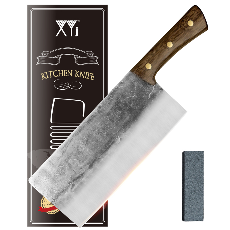 XYJ Full Tang Kitchen Knives 8 Inch Chopping Chef's Knife 5Cr15 Stainless Steel Meat Cleaver Outdoor Chopping Camping Knife