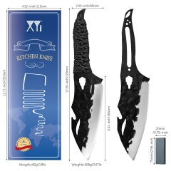 XYJ 7 Inch Paracord Santoku Knife Pack Of 2- Stainless Steel Killer Whale Blade With Bottle Opener For Outdoor Camping Survival Hunting Kitchen