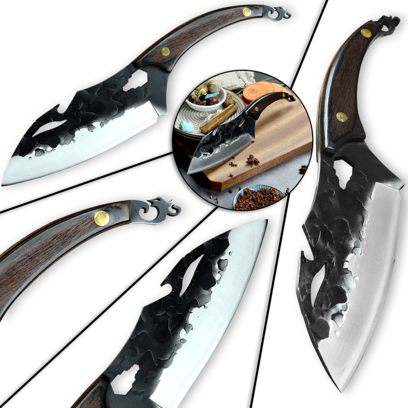 XYJ 7 Inch Full Tang Bionics Chef Knife With Bottle Opener Hex Spanner- Stainless Steel Killer Whale Blade Multipurpose Kitchen Knife Pakka Wood Rosef
