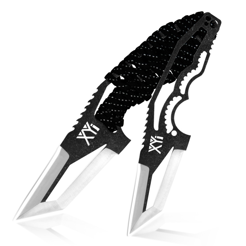 XYJ 2pcs 4 Inch Tactical Tanto Knife Set With Paracord Handle - Stainless Steel Fixed Blade Cool Hunting Camping Outdoor Survival Small Knives With Mi