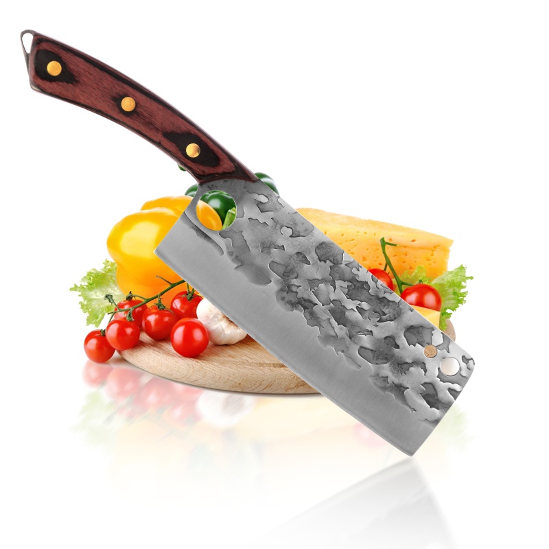 XYJ 7.5 Inch Nakiri Knife Japanese High Carbon Stainless Steel Non-stick Hammered Blade Full Tang Wood Pakka Handle Kitchen Knives Vegetable Chopper K