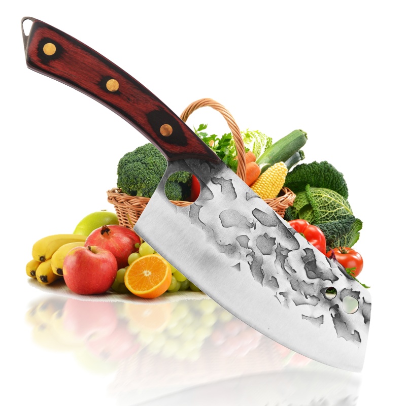 XYJ 7 Inch Full Tang Asian Meat Cleaver Knife Stainless Steel Kitchen Knives Vegetable Chopping Razor Sharp Blade With Full Tang Wood Handle
