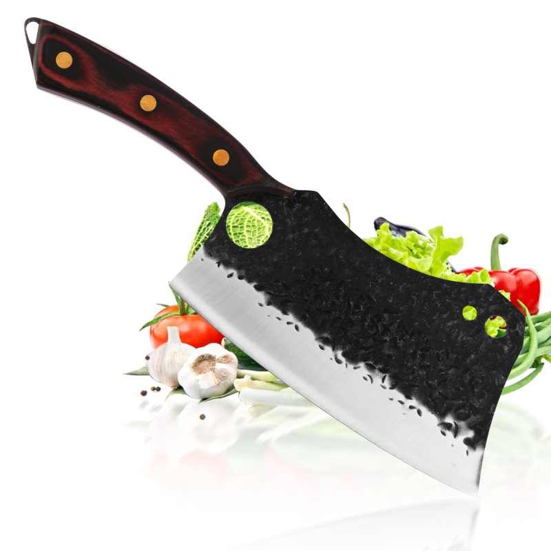 XYJ Full Tang Stainless Steel Extra Large Chopping Knife Hammer Finish Chinese Chef Kitchen Cleaver For Chopping Vegetable Meat Fish