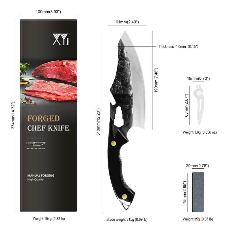 XYJ Full Tang 6.5 Inch Outdoor Slicing Knife With Whetstone Stainless Steel Asian Chef Knives Vegetable Cooking Knives