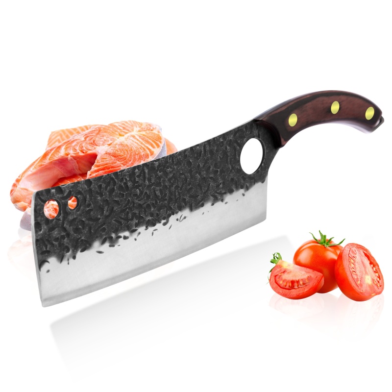 XYJ 7.5” Stainless Steel Hammer Forged Nakiri Knife Ultra Sharp Japanese Chef Vegetable Cleaver Full Tang Wood Handle Come With Mini Whetstone
