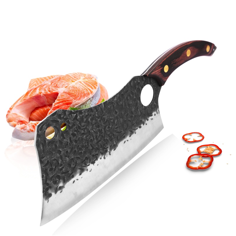 XYJ 7&quot; Large Chefs Heavy Duty Chopping Knife High Carbon Steel Chopper Outdoor Camping Kitchen Restaurant Use Cutting Vegetable Meat Fish