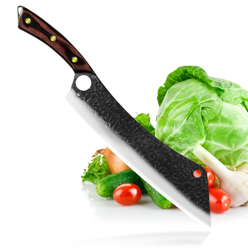 XYJ 12.5 Inch Extra Long Chef Knife Full Tang Stainless Steel Hammer Finish Super Long Blade Brisket Trimming Meat Slicing Bbq Vegetable Cutting