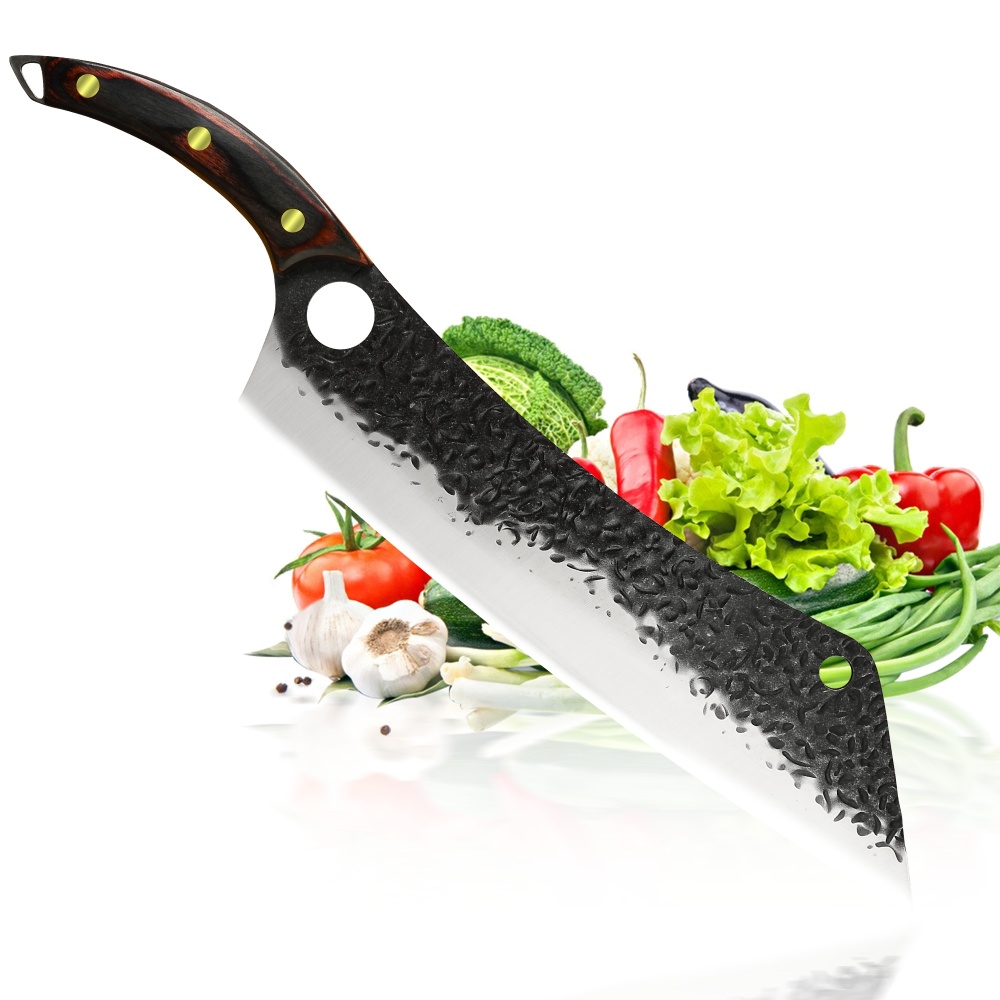 XYJ 12.5 Inch Ultra Long Butcher Knife Stainless Steel Hammer Finish Blade Kitchen Chef Slaughter Slicing Meat Trimming Brisket Filleting Fish