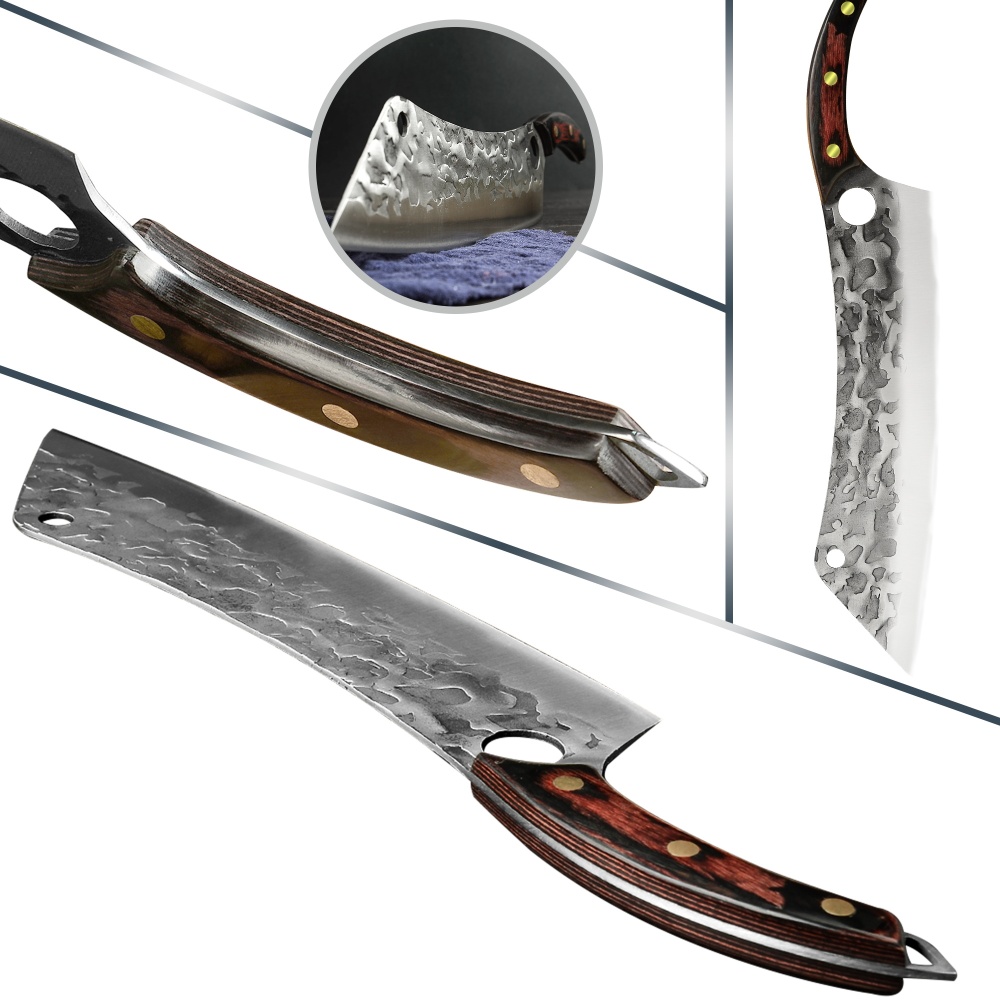XYJ 12.5 Inch Super Long Chef Kitchen Knife Extra Long Slaughter Meat Slicing Filleting Fish Cake Watermelon Cutting Knives With Full Tang Wood Handle