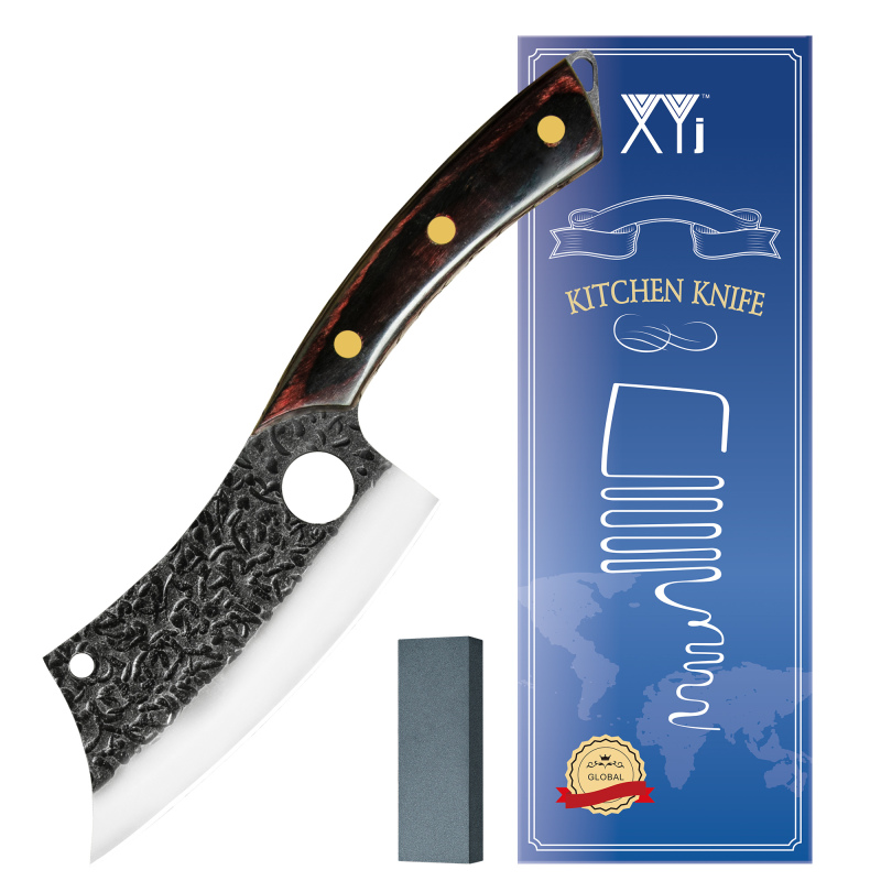 XYJ 6&quot; Handmade Camping Cleaver Stainless Steel Blade Outdoor Hunting Survival Fishing Kitchen Chef Knife For Cutting Meat Fish Brisket Vegetable