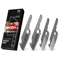 XYJ 4pcs Mini Knife Set 1.5” 1.2” Cute Tiny Butcher Knife Pocket Keychain Thumb Blade Stainless Steel Bottle Opener Design