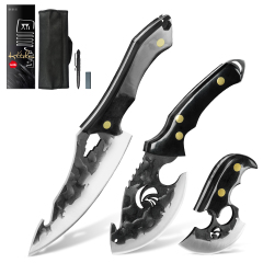 XYJ Camping Tools Set Full Tang Outdoor Rhino Chef Knife Stainless Steel Hatchet Tomahawk With Carry Bag&Whetstone for Survival Hiking