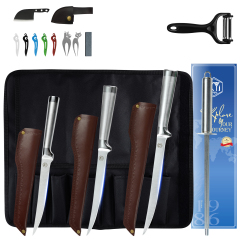 XYJ Professional Knife Sets Fillet Knife Set with Chef Bag Sheath Stainless Steel Culinary Kitchen Cleaver Fishing,Slicing,Boning Knives