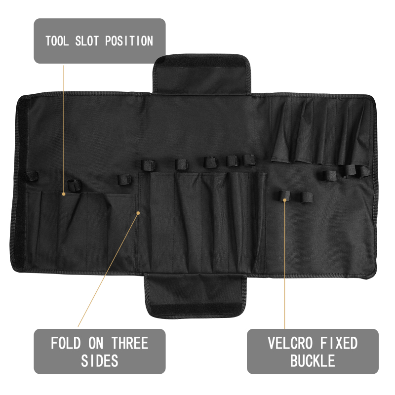 XYJ Black Knife Bag (13 slots) Carry Chef Knives Bags With Shoulder Belt Oxford Cloth Portable Case For Kitchen Knife Sharpener Rod