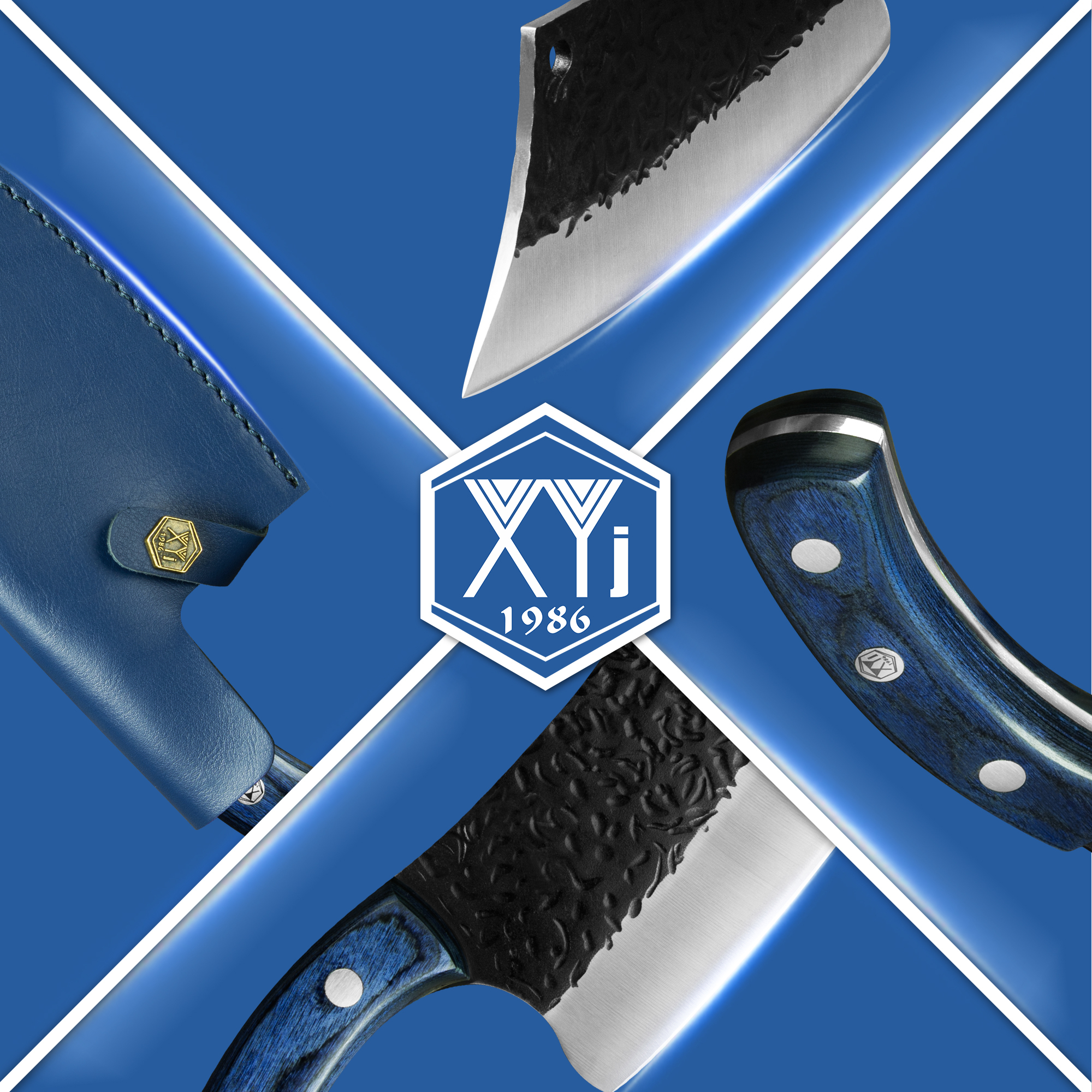 XYJ Full Tang 7 Inch Vegetable Knife With Leather Sheath Whetstone High Carbon Steel Outdoor Camping Chef Knife Kitchen Slicing Knife