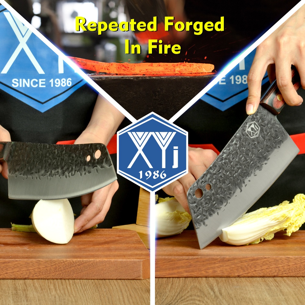 XYj Forged Kitchen Knife Set High Carbon Steel 5pcs Chef Knives Set With Roll Bag Kitchen Scissors For Cutting Meat Vegetables