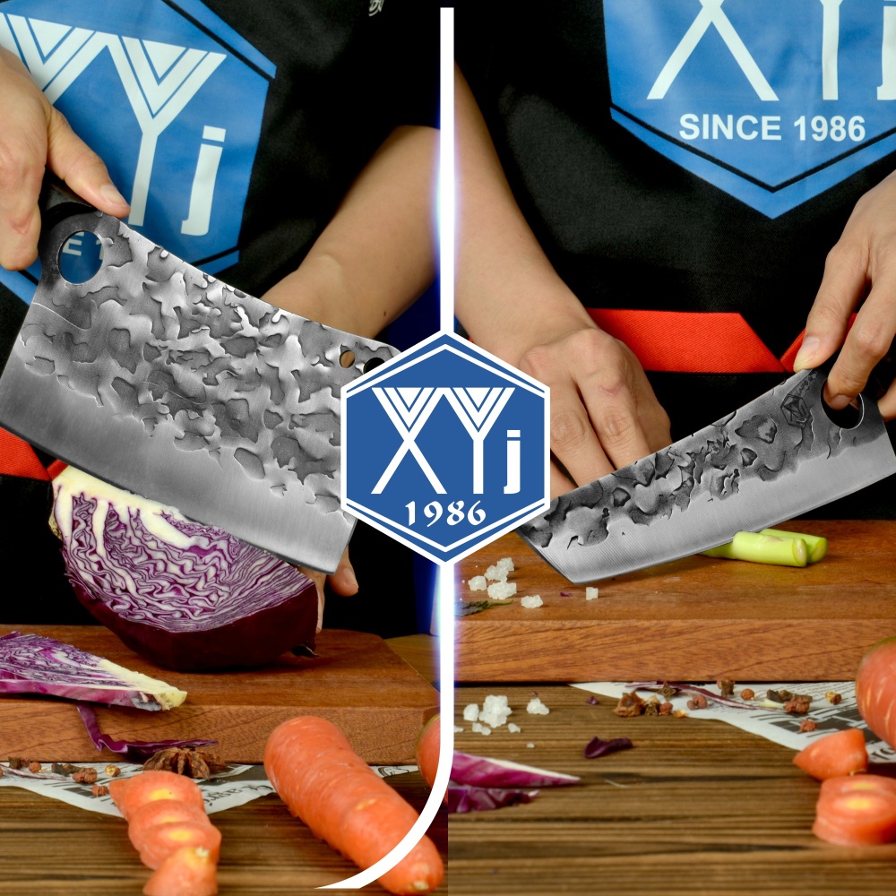 XYJ 10-pcs Kitchen Knife Set High Carbon Steel Chef Knives Carving Nakiri Slicer Cutlery Knife With Carry Bag Sharpener&Scissor