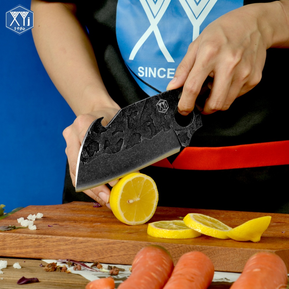 XYJ 10-pcs Kitchen Knife Set High Carbon Steel Chef Knives Carving Nakiri Slicer Cutlery Knife With Carry Bag Sharpener&Scissor