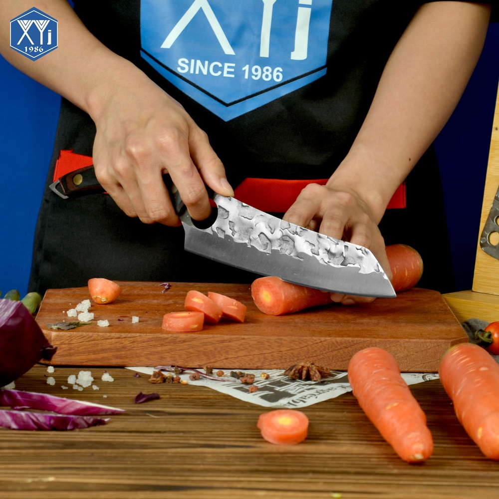 XYJ 10-pcs Kitchen Knife Set High Carbon Steel Chef Knives Carving Nakiri Slicer Cutlery Knife With Carry Bag Sharpener&Scissor