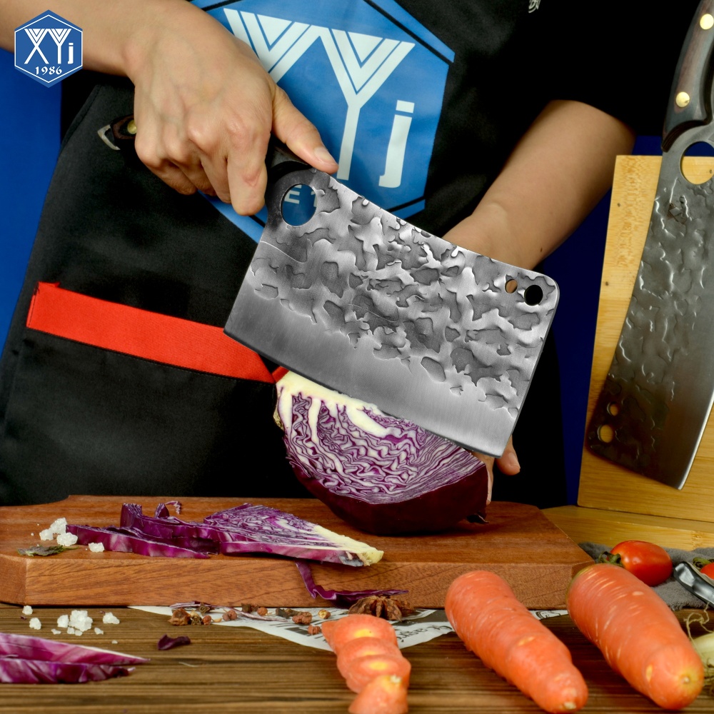 XYJ 10-pcs Kitchen Knife Set High Carbon Steel Chef Knives Carving Nakiri Slicer Cutlery Knife With Carry Bag Sharpener&Scissor
