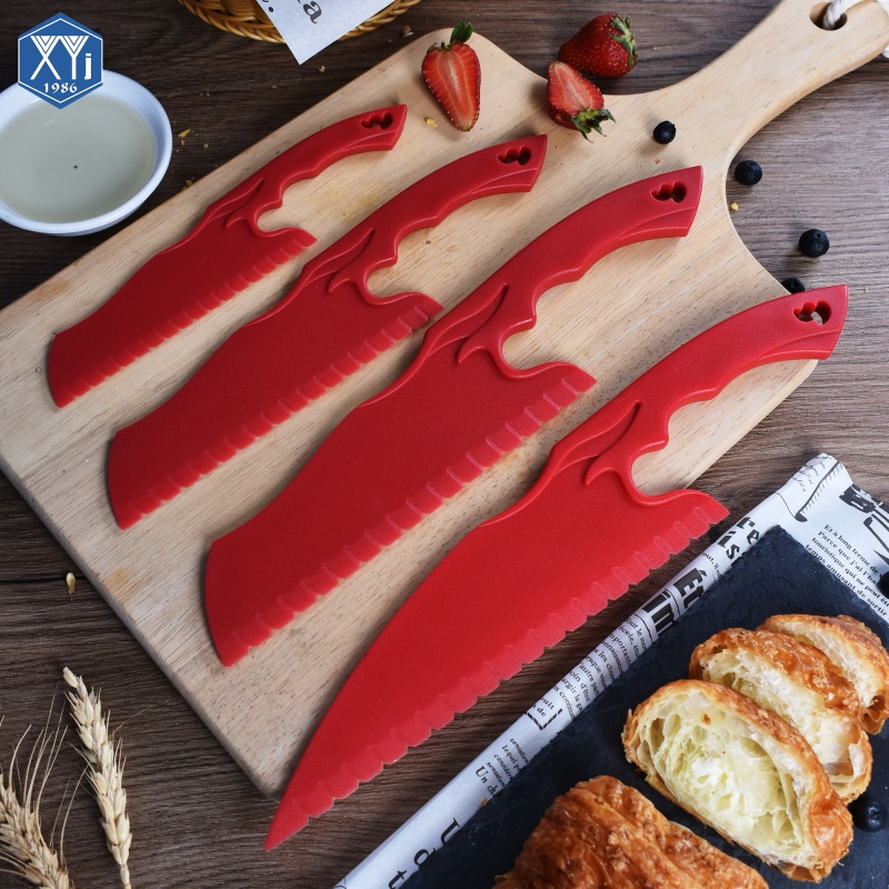 XYJ Cake Knives Set With Ceramic Paring Knives Cutting Board Fruit Fork Serrated Bread Knife For Pastry Pizza Cutting Tools