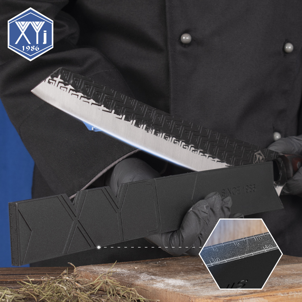 XYJ Cooking Chef Knife With Knife Guards Protector Sharpener Rod Slicing Vegetable Knives Camping Butcher Knives Kitchen Cutting
